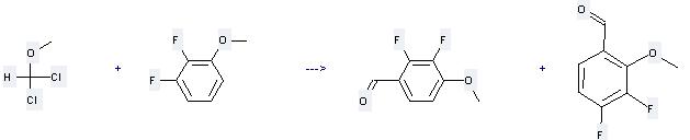 2,3-Difluoroanisole can be used to produce 2,3-difluoro-4-methoxy-benzaldehyde and 3,4-difluoro-2-methoxy-benzaldehyde at the temperature of 20 °C